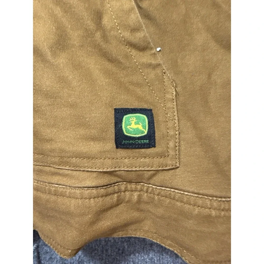John Deere Boys Quilted‑Lined Canvas Jacket – Brown – Size 10/12 – Button Front